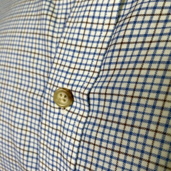 Ralph Lauren Mens Plaid Button Up Dress Shirt Size XL Blue Brown White Logo u - Picture 8 of 10